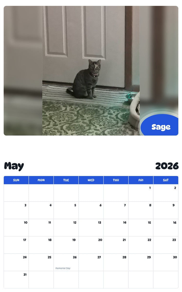 2026 - 2027 Sage - Pawidols Pet Calendar