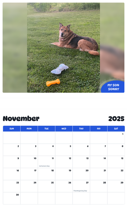 July 2025 - June 2026 My Son Sonny - Pawidols Pet Calendar