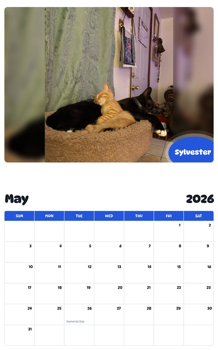 2026 - 2027 Sylvester - Pawidols Pet Calendar