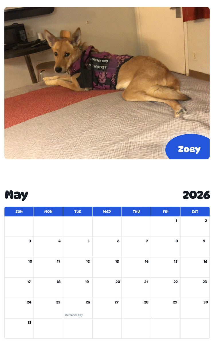 2026 - 2027 Zoey - Pawidols Pet Calendar