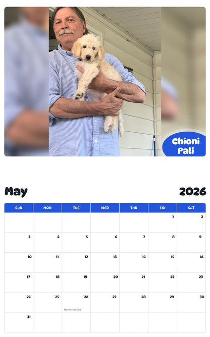 2026 - 2027 Chioni Pali - Pawidols Pet Calendar