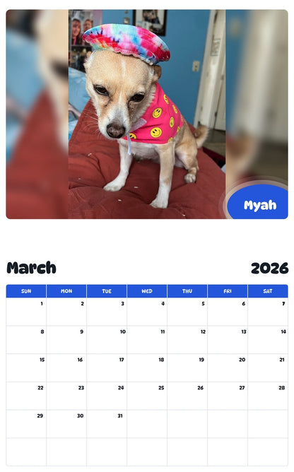November 2025 - October 2026 Myah - Pawidols Pet Calendar
