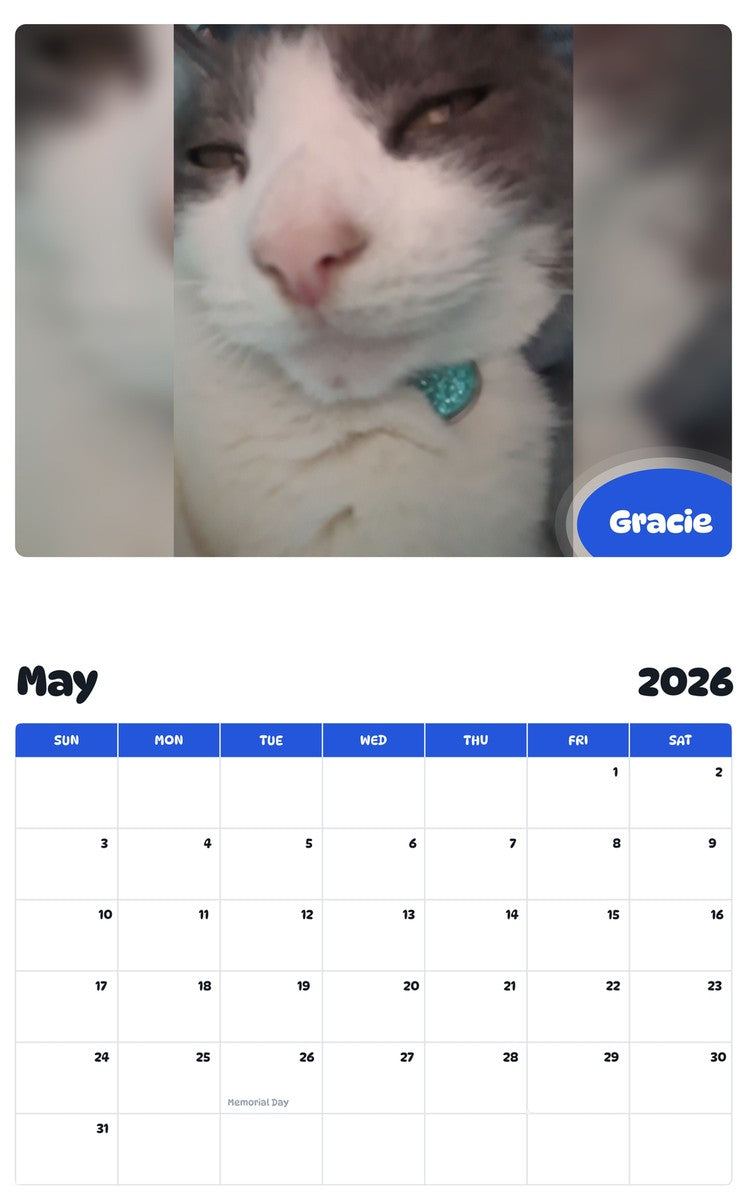 2026 - 2027 Gracie - Pawidols Pet Calendar