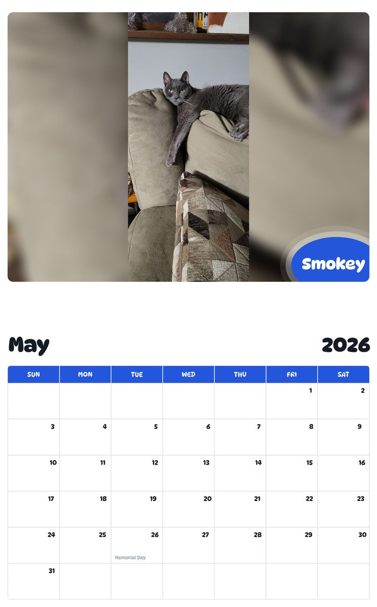 2026 - 2027 Smokey - Pawidols Pet Calendar