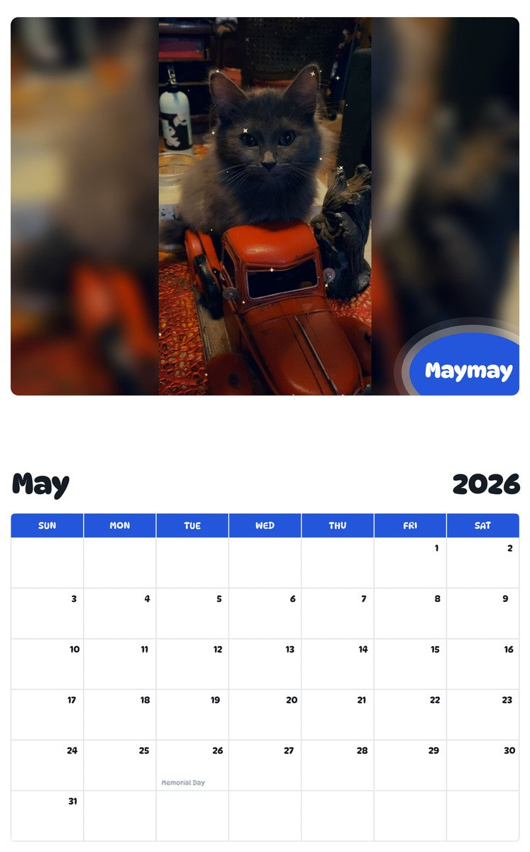 2026 - 2027 Maymay - Pawidols Pet Calendar