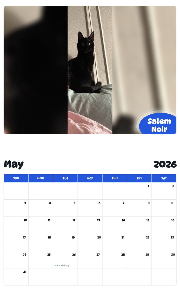 2026 - 2027 Salem Noir - Pawidols Pet Calendar