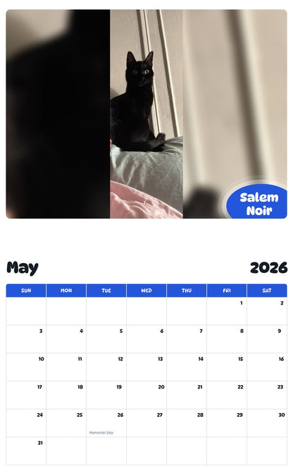 2026 - 2027 Salem Noir - Pawidols Pet Calendar