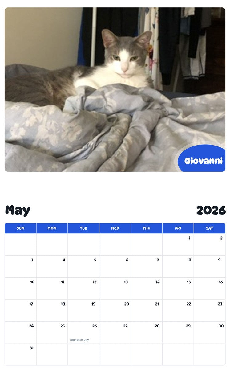 2026 - 2027 Giovanni - Pawidols Pet Calendar