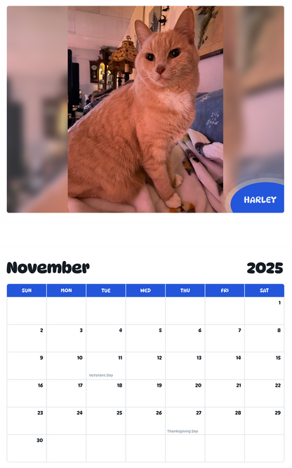 July 2025 - June 2026 Harley - Pawidols Pet Calendar