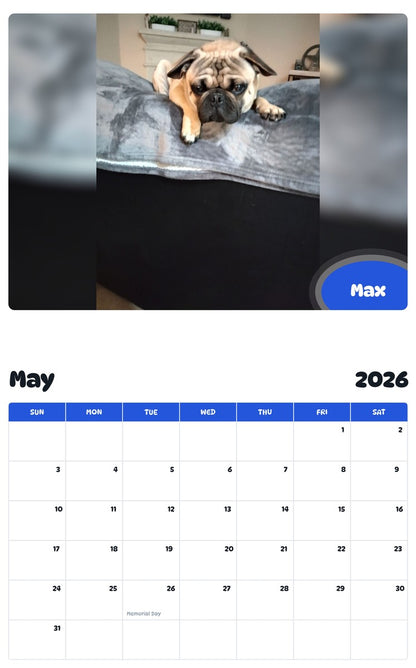 2026 - 2027 Max - Pawidols Pet Calendar