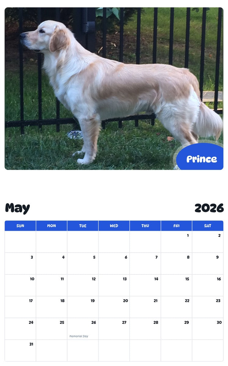 2026 - 2027 Prince - Pawidols Pet Calendar