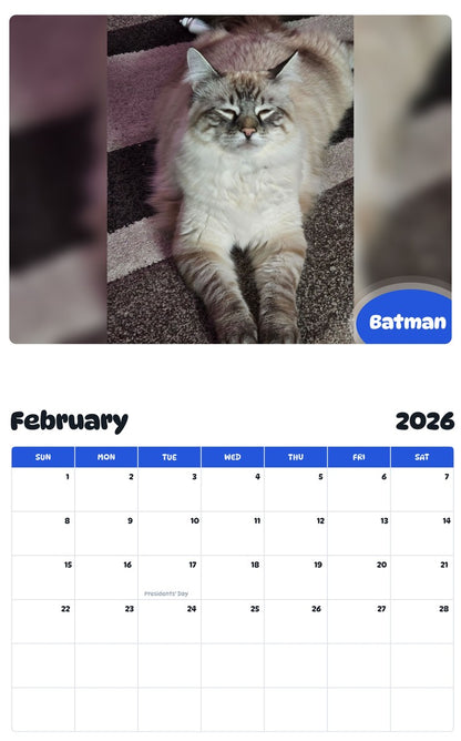 October 2025 - September 2026 Batman - Pawidols Pet Calendar