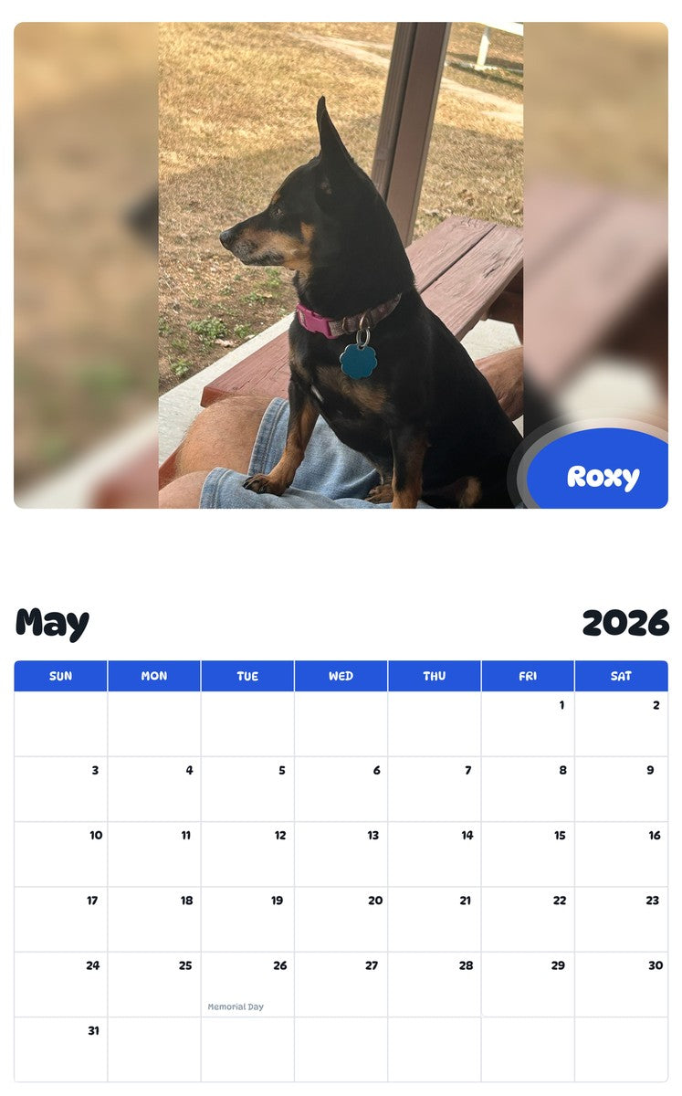 2026 - 2027 Roxy - Pawidols Pet Calendar