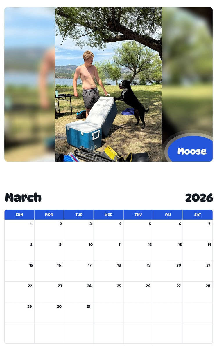 November 2025 - October 2026 Moose - Pawidols Pet Calendar