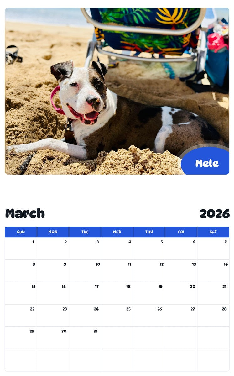 November 2025 - October 2026 Mele - Pawidols Pet Calendar
