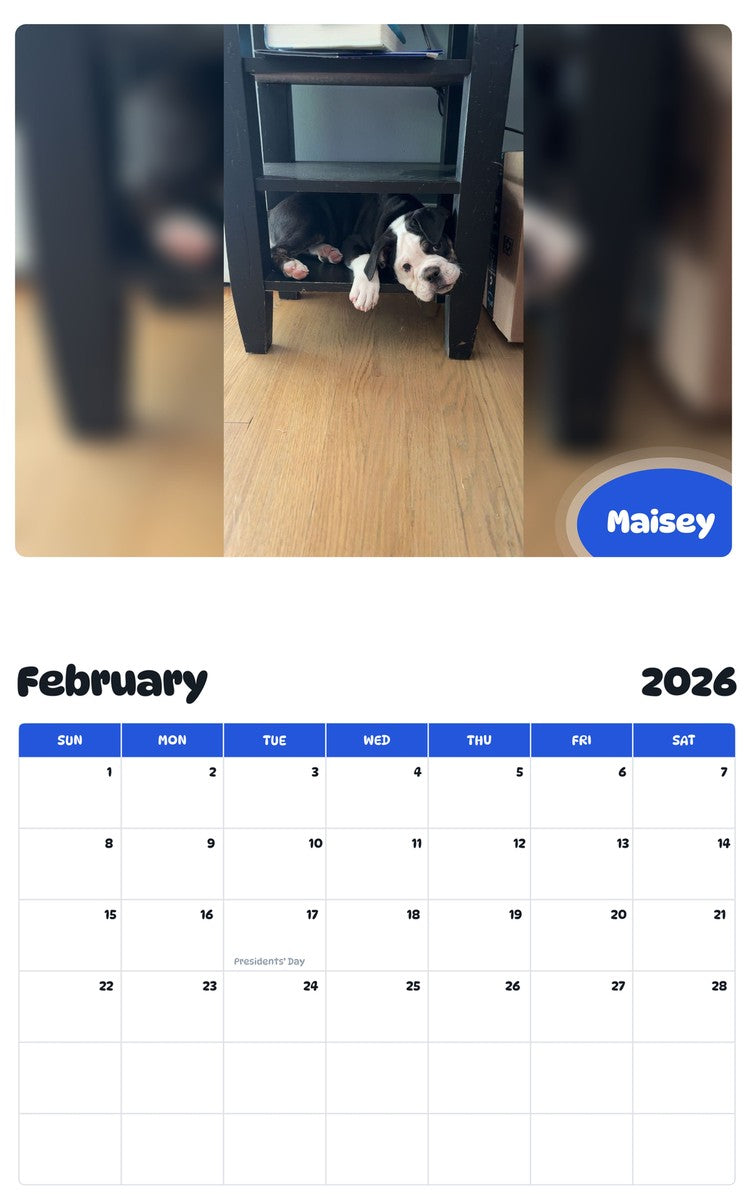 October 2025 - September 2026 Maisey - Pawidols Pet Calendar