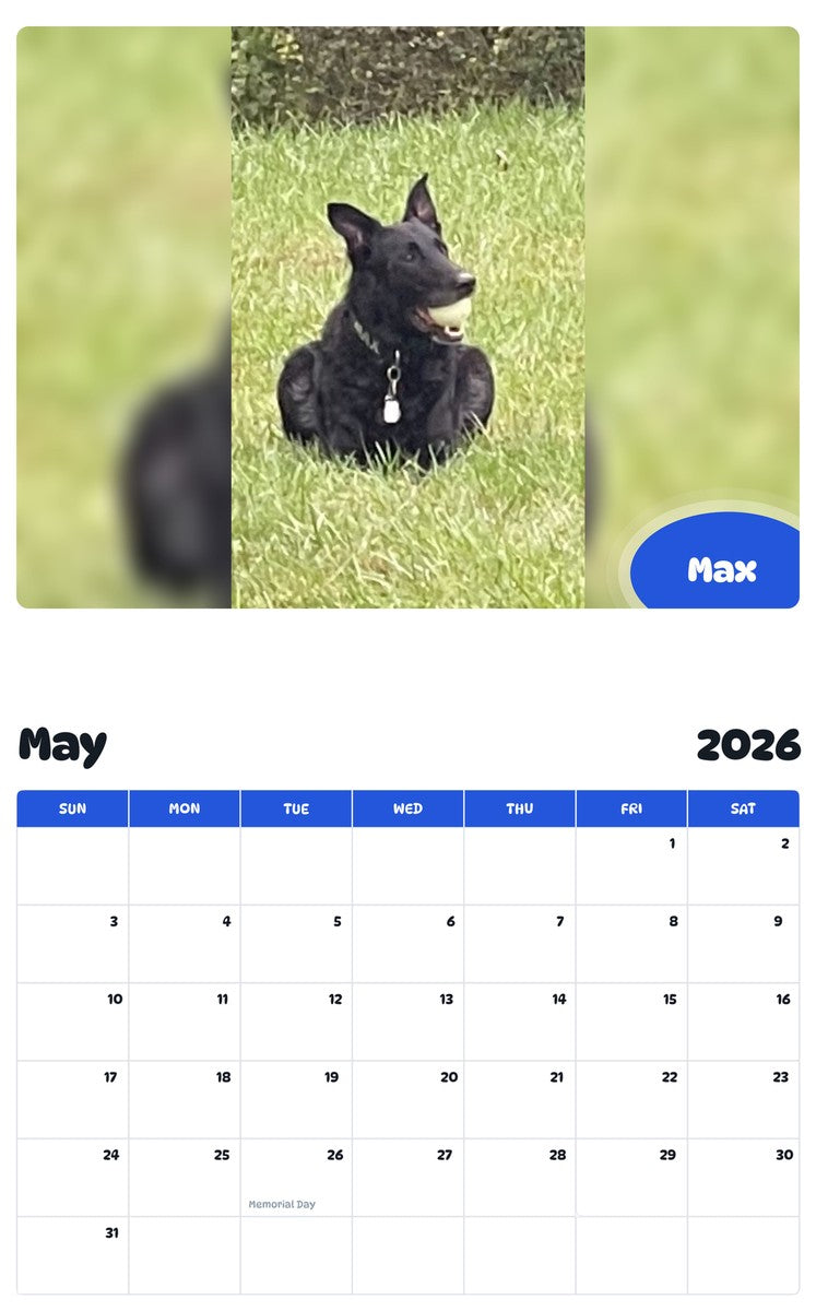 2026 - 2027 Max - Pawidols Pet Calendar