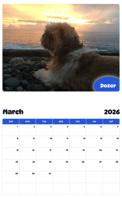 November 2025 - October 2026 Dozer - Pawidols Pet Calendar