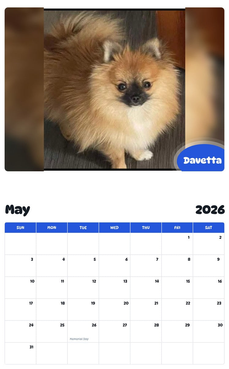 2026 - 2027 Davetta - Pawidols Pet Calendar