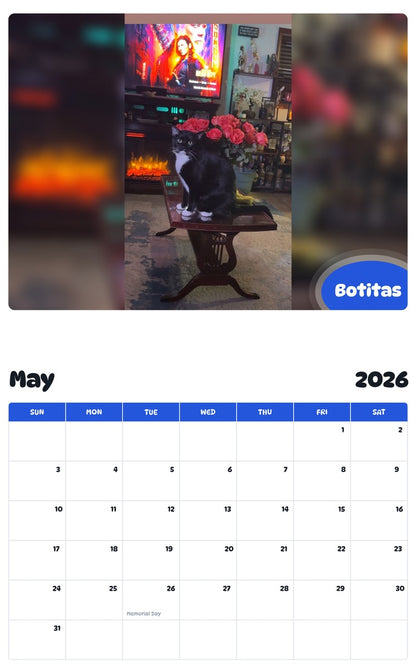 2026 - 2027 Botitas - Pawidols Pet Calendar