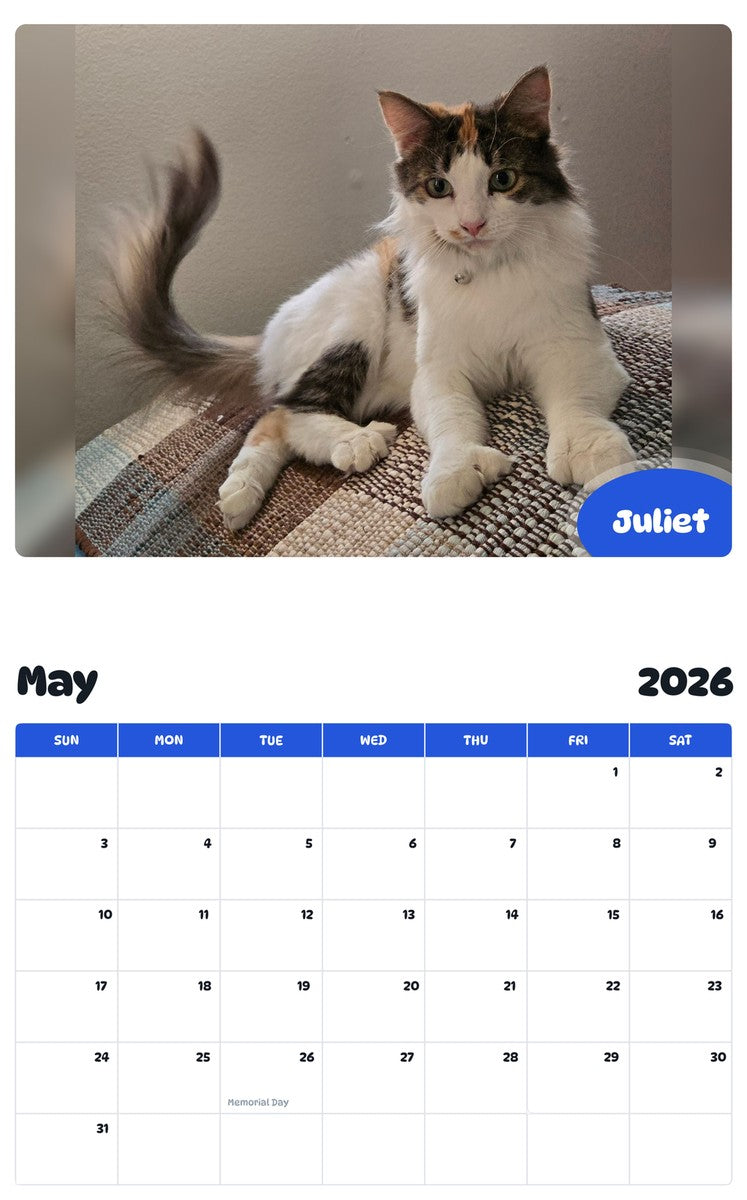 2026 - 2027 Juliet - Pawidols Pet Calendar
