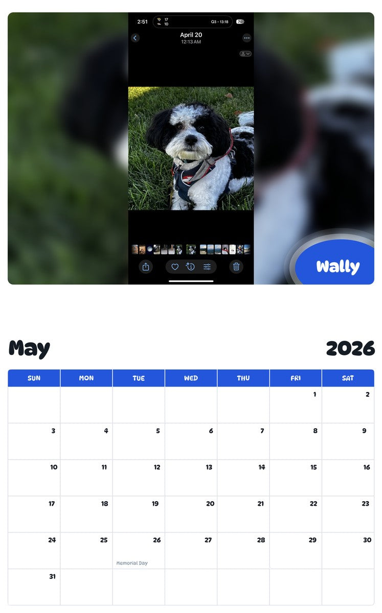 2026 - 2027 Wally - Pawidols Pet Calendar