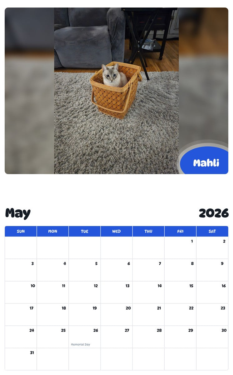 2026 - 2027 Mahli - Pawidols Pet Calendar