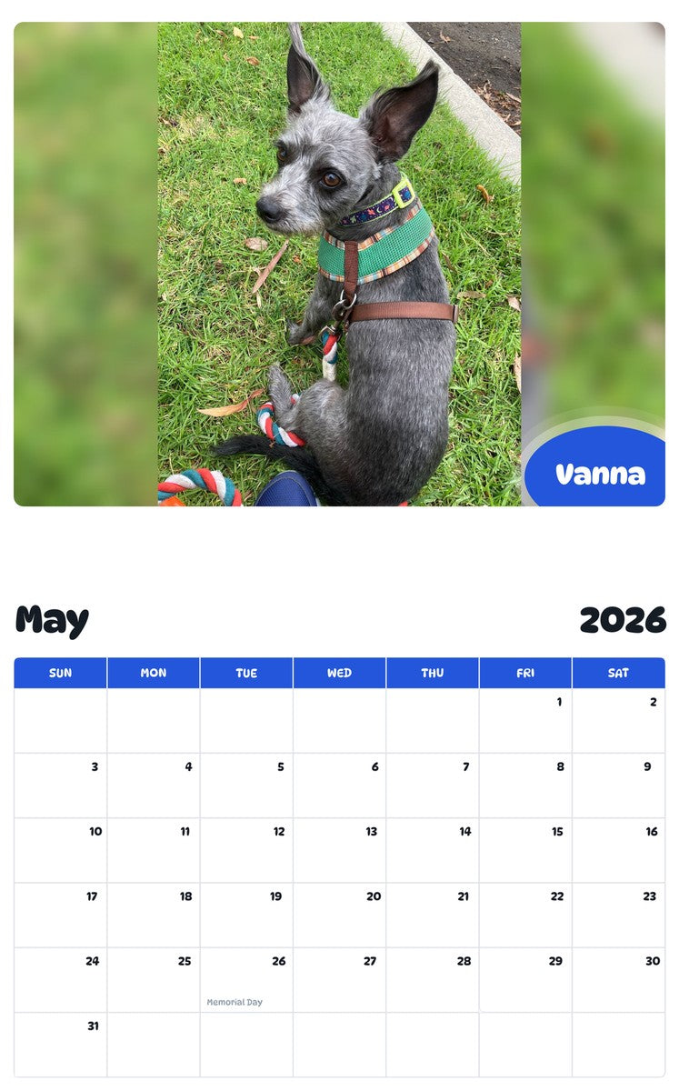 2026 - 2027 Vanna - Pawidols Pet Calendar