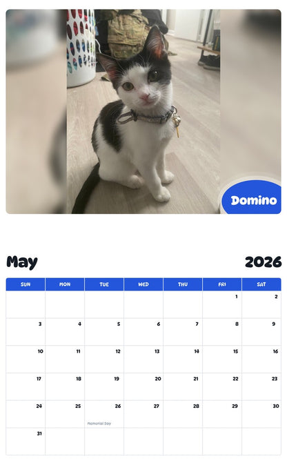 2026 - 2027 Domino - Pawidols Pet Calendar