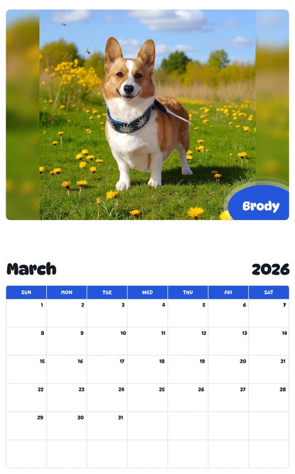 November 2025 - October 2026 Brody - Pawidols Pet Calendar