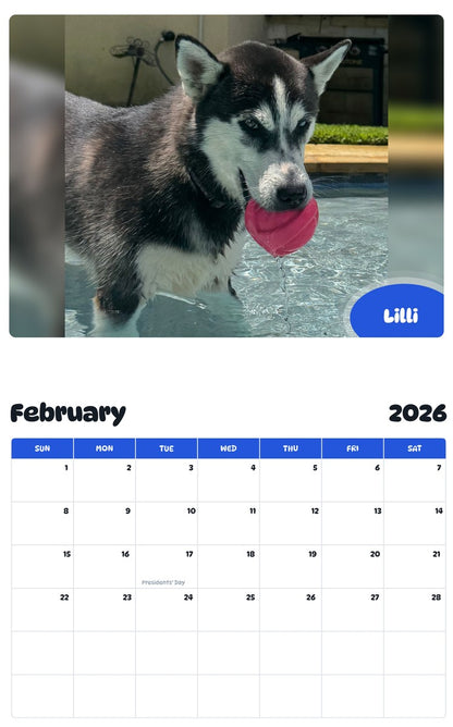 October 2025 - September 2026 Lilli - Pawidols Pet Calendar