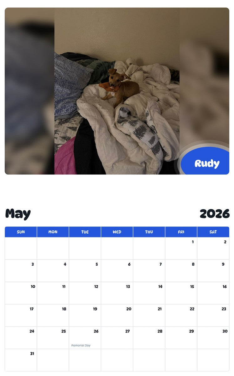 2026 - 2027 Rudy - Pawidols Pet Calendar