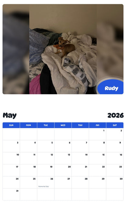 2026 - 2027 Rudy - Pawidols Pet Calendar
