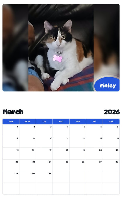 November 2025 - October 2026 Finley - Pawidols Pet Calendar