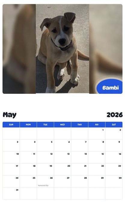 2026 - 2027 Bambi - Pawidols Pet Calendar
