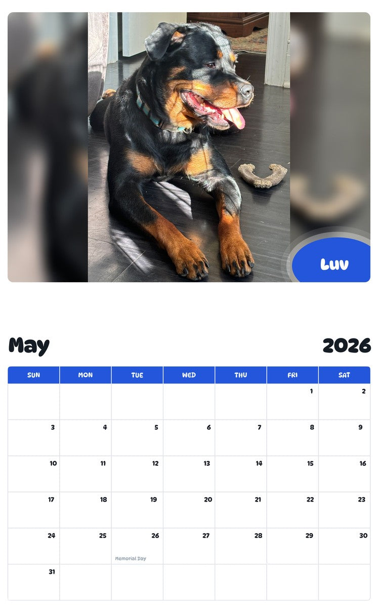 2026 - 2027 Luv - Pawidols Pet Calendar