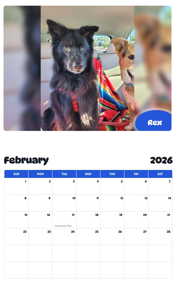 October 2025 - September 2026 Rex - Pawidols Pet Calendar