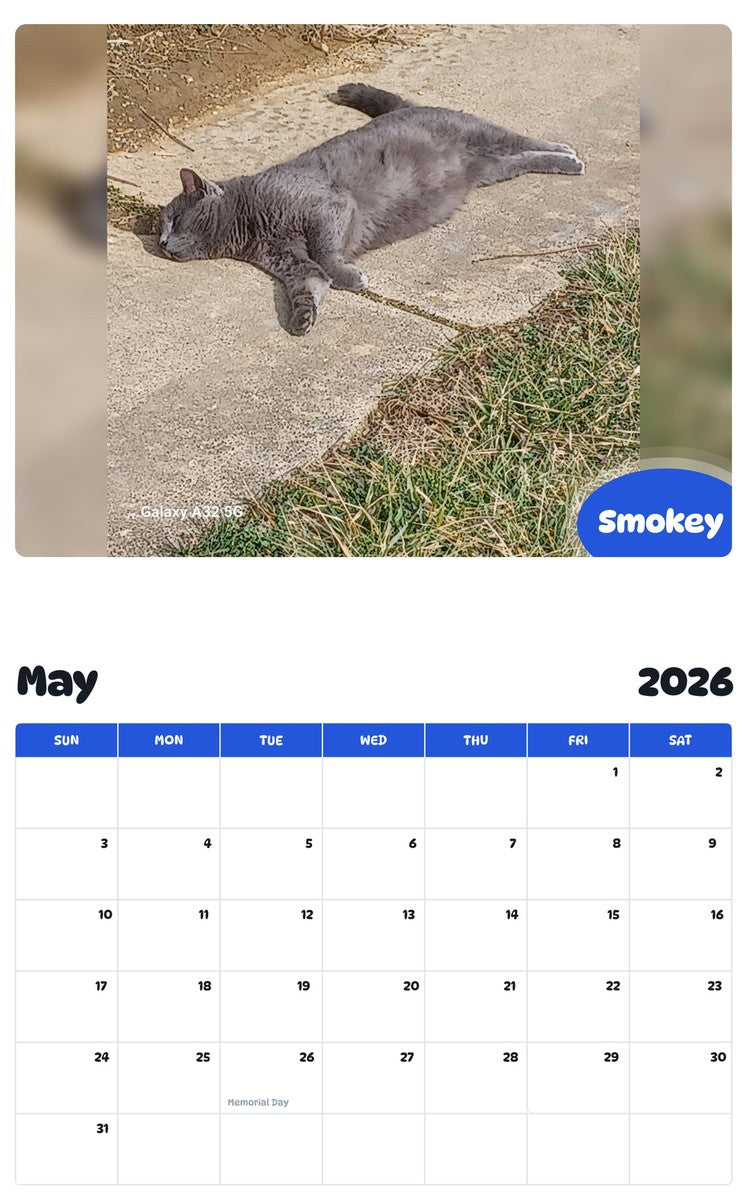 2026 - 2027 Smokey - Pawidols Pet Calendar