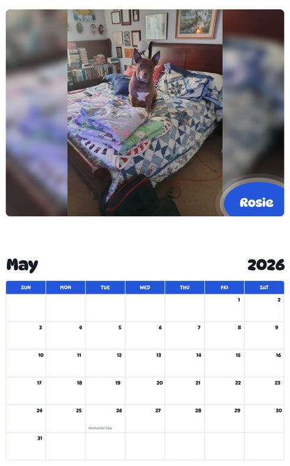2026 - 2027 Rosie - Pawidols Pet Calendar