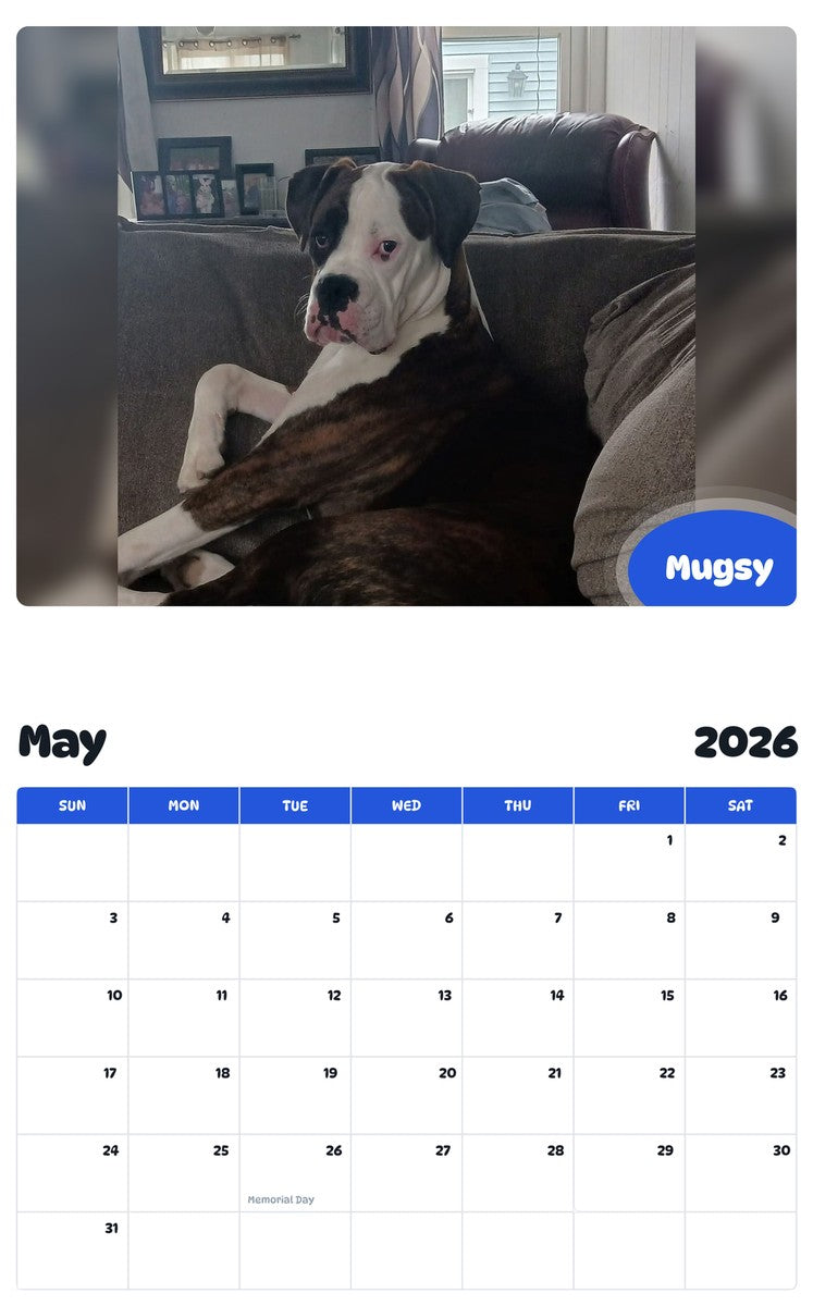 2026 - 2027 Mugsy - Pawidols Pet Calendar