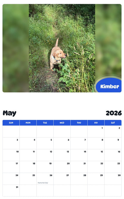 2026 - 2027 Kimber - Pawidols Pet Calendar