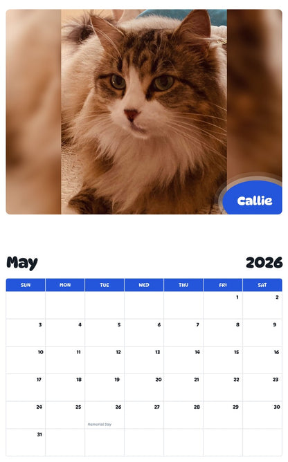 2026 - 2027 Callie - Pawidols Pet Calendar