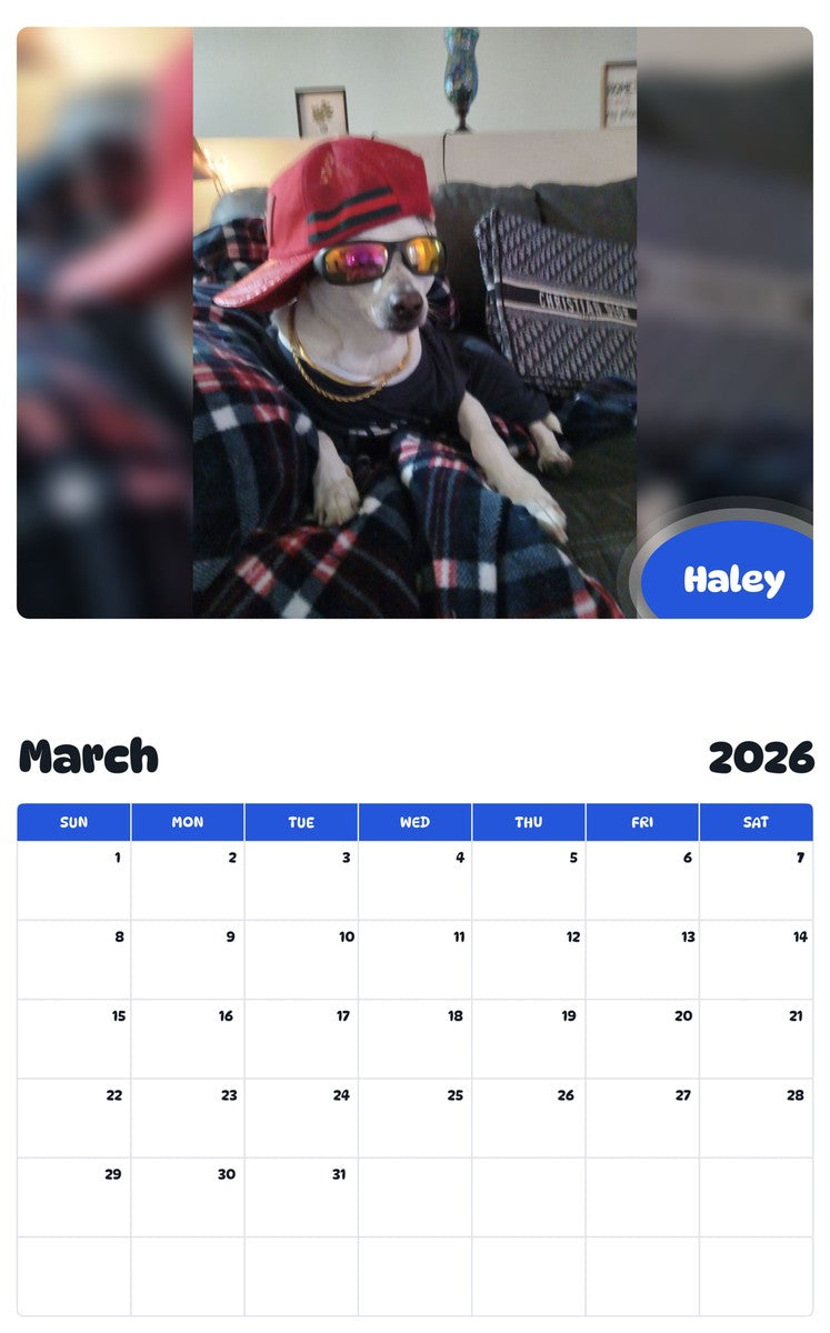 November 2025 - October 2026 Haley - Pawidols Pet Calendar