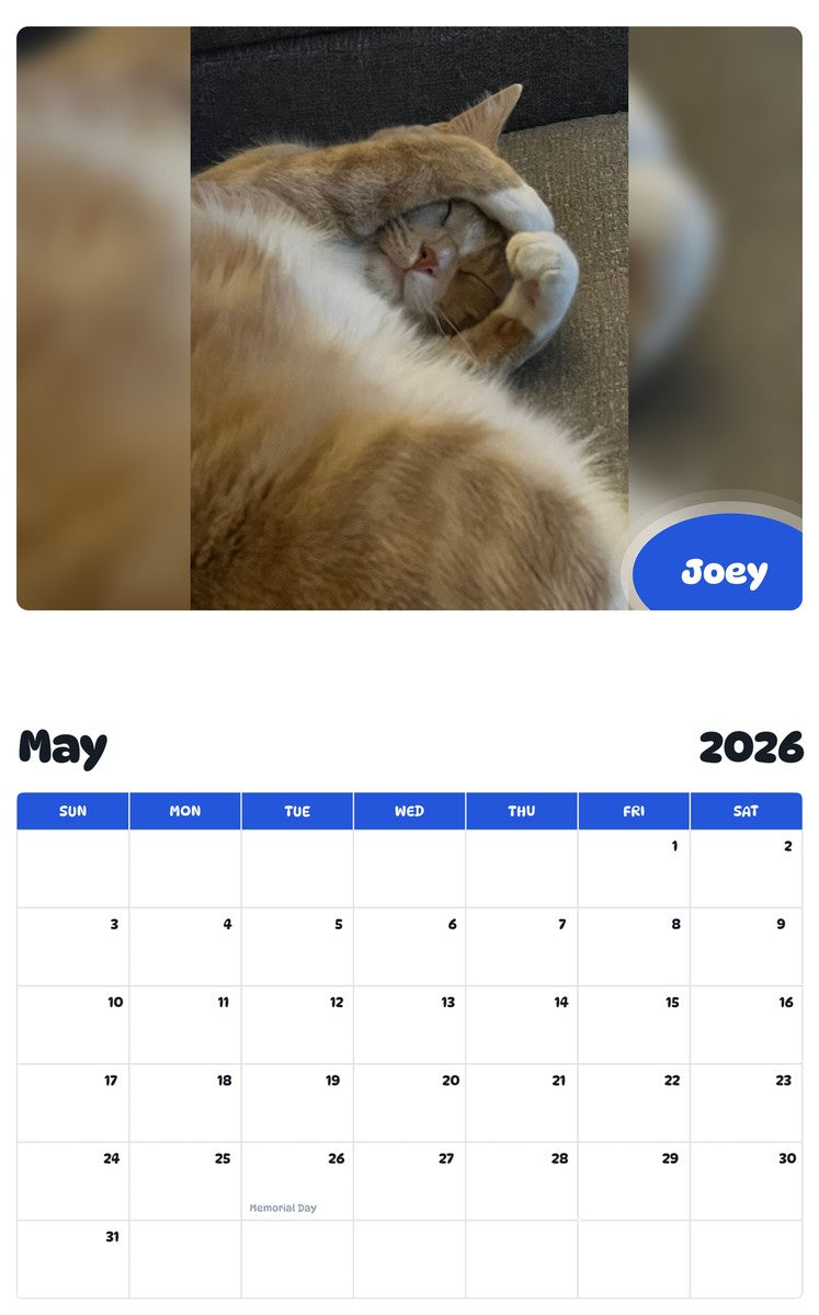 2026 - 2027 Joey - Pawidols Pet Calendar