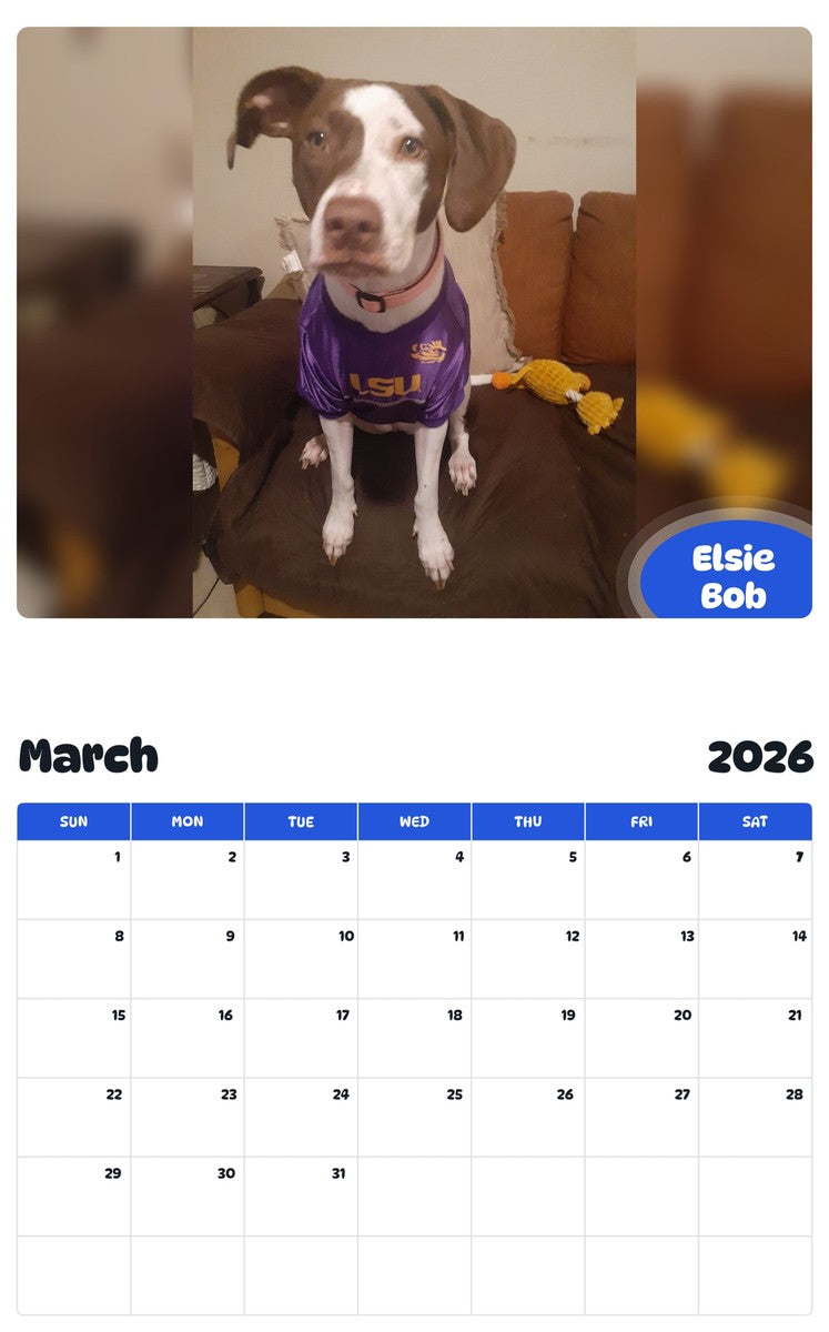 November 2025 - October 2026 Elsie Bob - Pawidols Pet Calendar