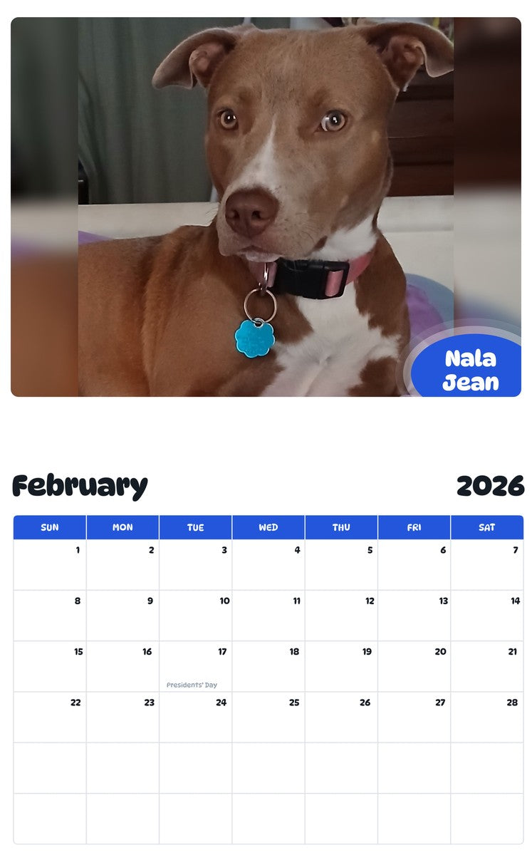 October 2025 - September 2026 Nala Jean - Pawidols Pet Calendar