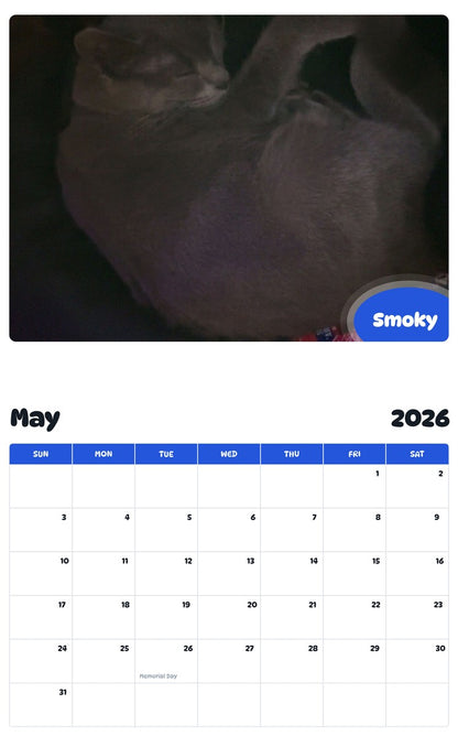 2026 - 2027 Smoky - Pawidols Pet Calendar