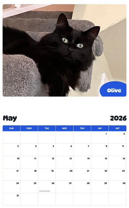 2026 - 2027 Olive - Pawidols Pet Calendar