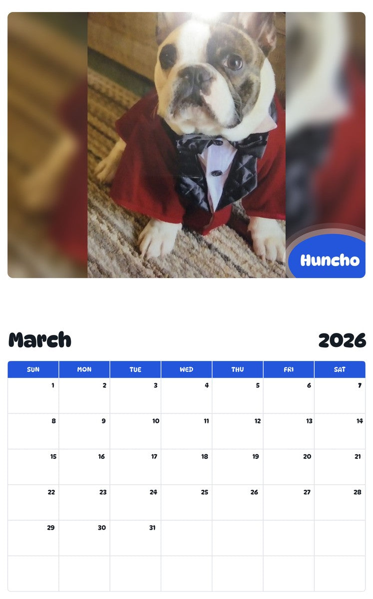 November 2025 - October 2026 Huncho - Pawidols Pet Calendar