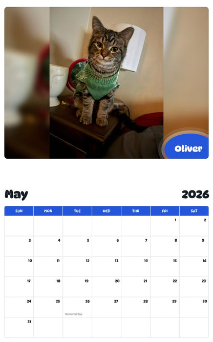 2026 - 2027 Oliver - Pawidols Pet Calendar